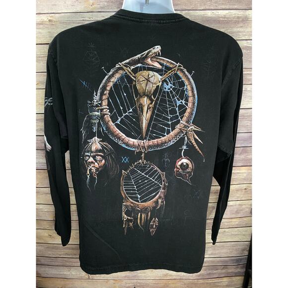 Skeleton Witch Doctor Dual Sided Graphics Long Sleeves T-Shirt Large Voodoo - Picture 7 of 13